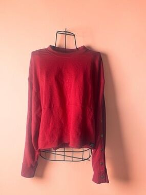 Victoria's Secret Red Button-Sleeve Sweatshirt